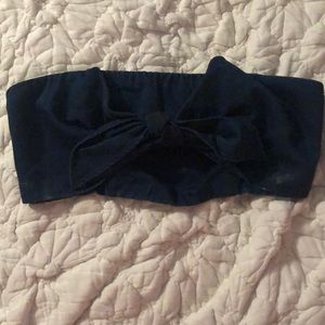 Denim Tie-Front Bandeau